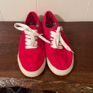 Red canvas sneakers